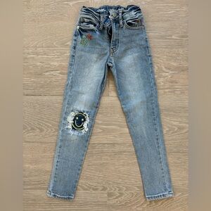 Cat & jack denim peace smiley face high rise skinny jeans